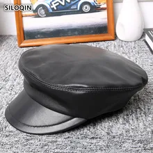 SILOQIN Зимняя шляпа из натуральной кожи Snapback для мужчин и женщин модные армейские Кепки из овечьей кожи для отдыха сохраняющие тепло трендовые плоские кепки Casquette