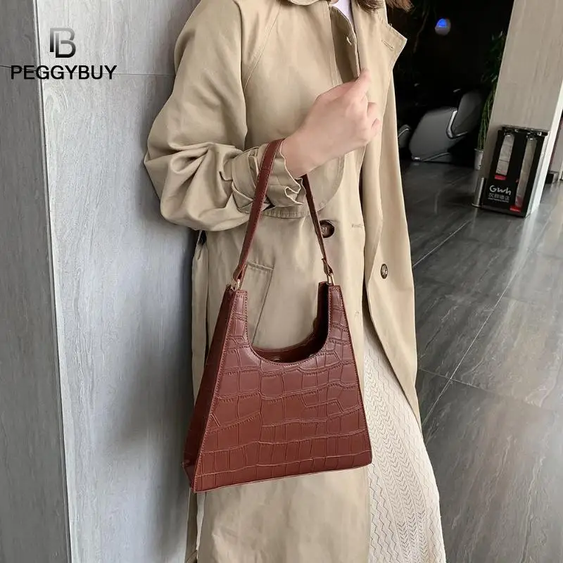 

Crocodile Baguette Bag For Women Fashion Pu Leather Handbags Leather Women Handbag Elegant Shoulder Bag Shopping Tote