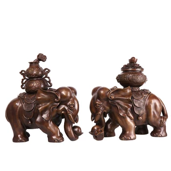 

MOZART Pure Copper Elephant Cornucopia Pair Elephant Decoration Gourd Elephant Home Store