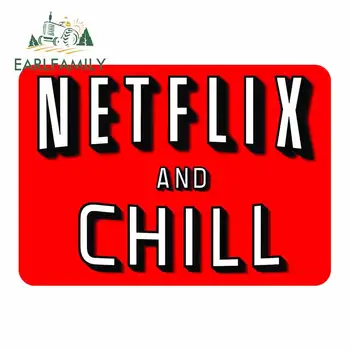 

EARLFAMILY 13cm x 9.3cm for Netflix and Chill Red Occlusion Scratch Occlusion Scratch Waterproof Window Trunk Decal Decoration