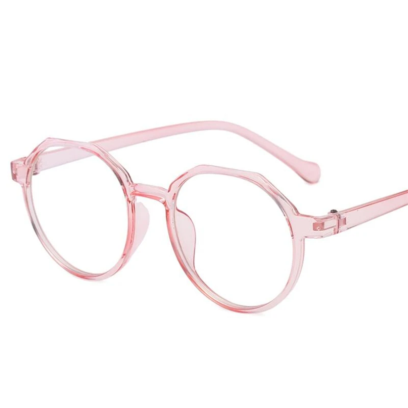 Retro Round Optics Eyeglasses Women Men Fashion Clear Mirror Myopia Lens Nearsighted Glasses 0-0.5-1.0-1.5 To-6.0 - Цвет оправы: Transparent Pink