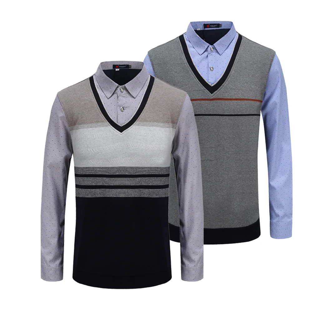 Свитер с v-образным вырезом, рубашка для официальных случаев, одежда с длинным рукавом, зимний мужской вязаный пуловер