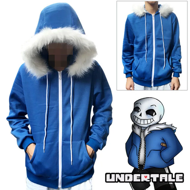 Undertale Sans косплей костюм синий на молнии Толстовка Повседневная куртка с капюшоном пальто свитер Топ Прямая поставка