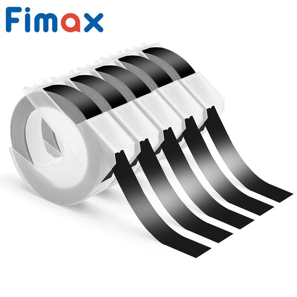 5 Pcs Dymo 3D 엠보싱 라벨 메이커 520109 S0847730 9mm * 3m 화이트 블랙 호환 Dymo 엠보싱 ...