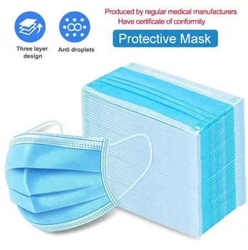 

10/20/30/50Pcs/Lot Disposable Mask Safety Protective Face Masks 3-layer Non-Woven Anti Virus Protection Mouth Mask