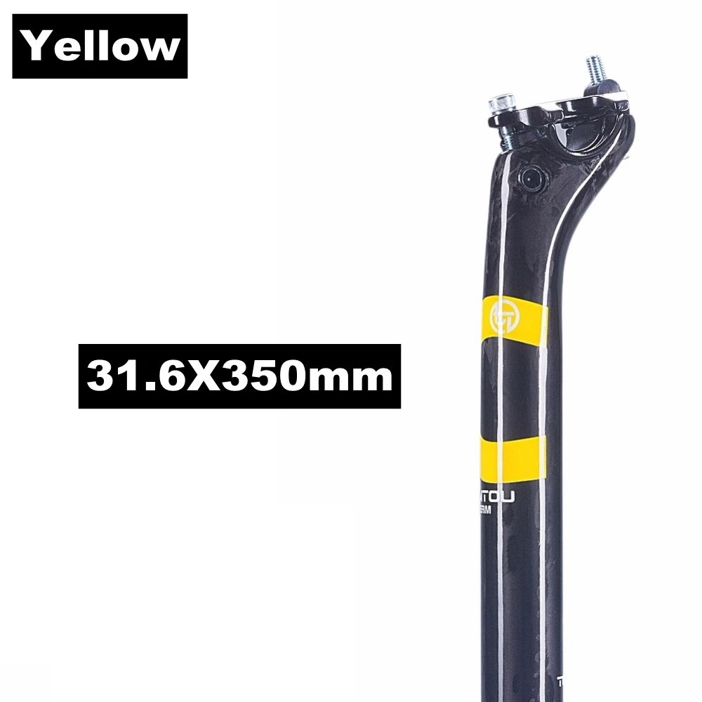 Yellow 31.6X350mm TOMTOU полный UD углеродное волокно Подседельный штырь для горного велосипеда 27,2/30,8/31,6 дорожный руль MTB велосипед Подседельный штырь трубки Аксессуары для велосипеда - Цвет: Yellow 31.6X350mm