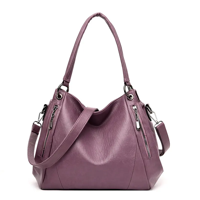 Женские сумки через плечо роскошные сумки Дамская сумка дизайнерская Высококачественная кожаная сумка sac основная femme большая емкость bolso mujer - Цвет: Purple