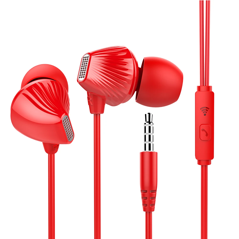 3,5 мм проводные наушники с микрофоном, супер стерео басы, шумоподавление для One Plus 7 samsung huawei Xiaomi Mix Pro Mi8 Mi9 9S - Цвет: Red