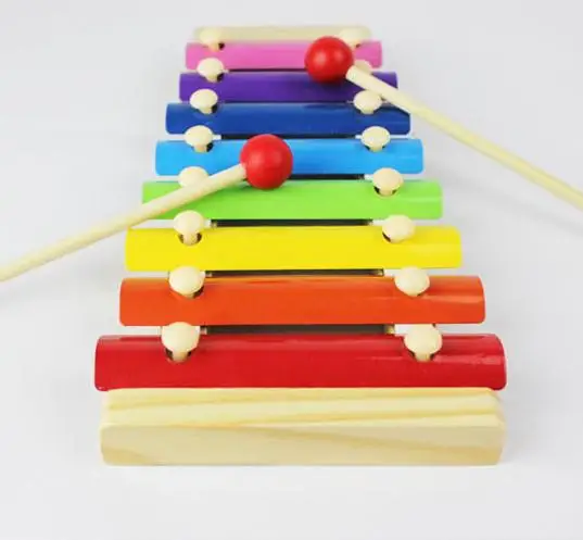 Детские деревянные музыкальные игрушки, ручной стук музыкальные восемь стальных ксилофон, музыкальные инструменты для детей - Цвет: Белый