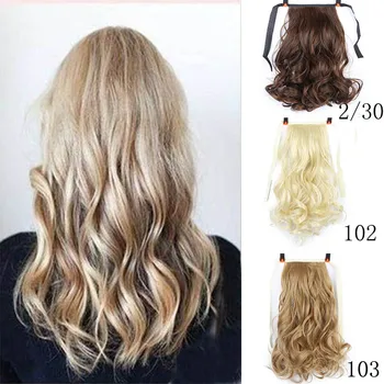 

XUANGUANG store Curly Drawstring Ponytail Black Brown Synthetic Fake Hair Heat Resistant