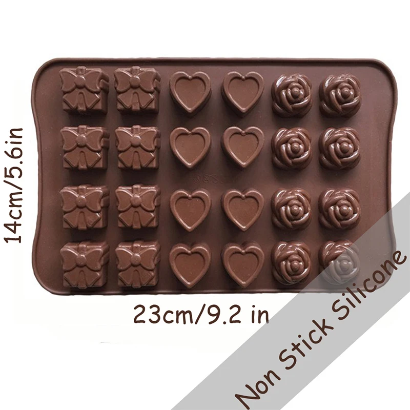 Non-Stick Silicone Chocolate Mold Rose Heart Gift Shape Jelly Candy Cake Mould Fondant Baking Tray Ice Cube Cake Decorating Tool