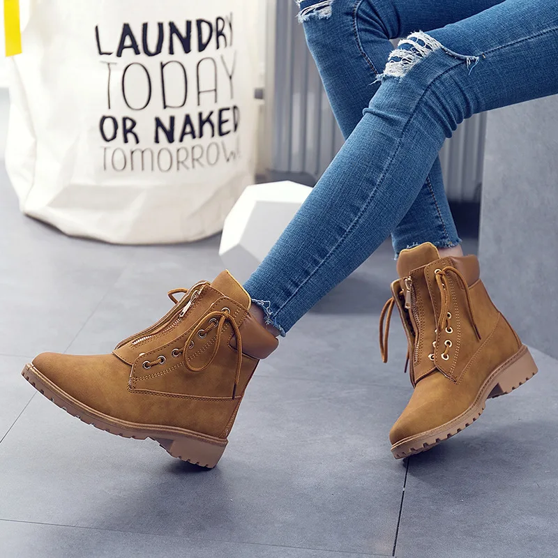 2020 Autumn/ Winter Ankle Boots Martin Boots Women Wear Lace Up Short Boots Women's Casual Flat Bottomed Work Wear Women's Boots