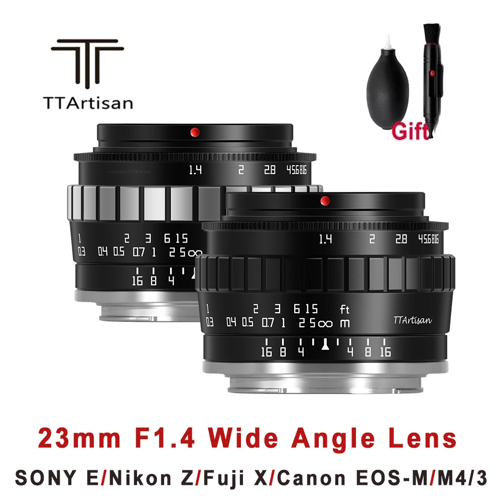 

TTartisan 23mm F1.4 Wide Angle Cameras Lens APS-C for SONY E Nikon Z Fuji X Canon EOS M Olympus Panasonic M4/3 Mount Cameras