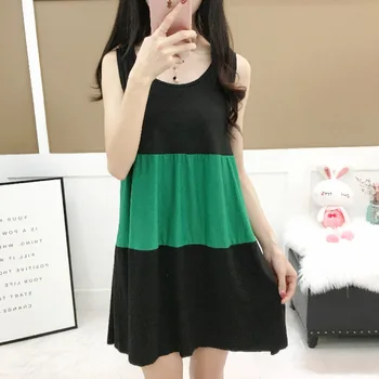 

Summer Women's Korean-style Tracksuit Nightgown Joint Qmilch Sleeveless Vest Dress Loose-Fit Plus-sized