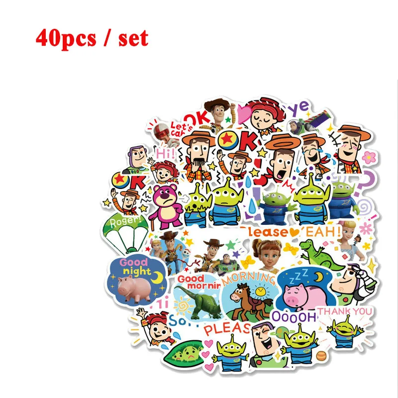 40PCS 10 шт. 1 игрушечный лист Story 4 Forky Woody Alien Buzz Lightyear водонепроницаемые наклейки на автомобиль мотоцикл багаж ноутбук скутер DIY наклейки - Цвет: 40PCS