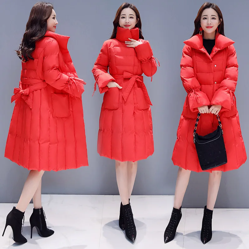 

2018 Winter Hbljr6808-1 with Belt Women's Elegant Fashion Slimming Cotton-padded Clothes