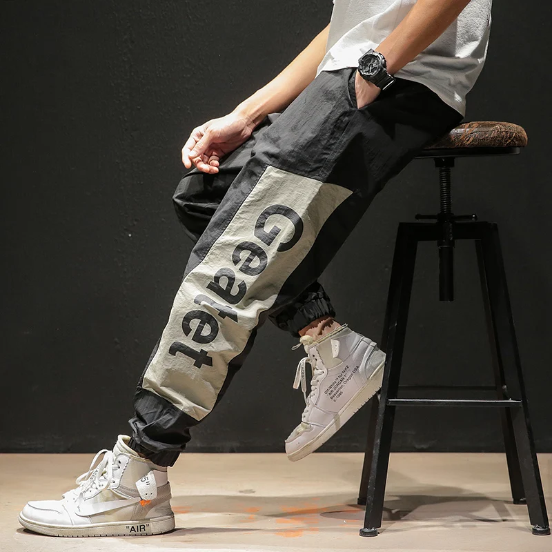 Осенние однотонные Лоскутные мужские модные брюки-карго Oversize оверсайз мульти-карманы человек студенческий уличная хип-хоп брюки
