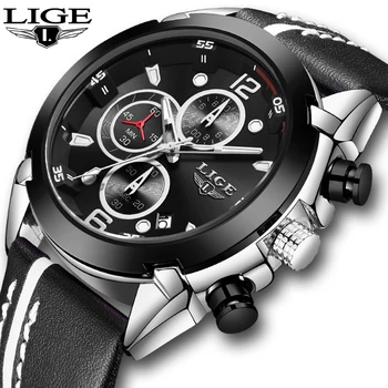 

erkek saat LIGE Unique Design Mens Watches Top Brand Luxury Men Military Sport Wristwatch Leather Quartz Watch Relogio Masculino
