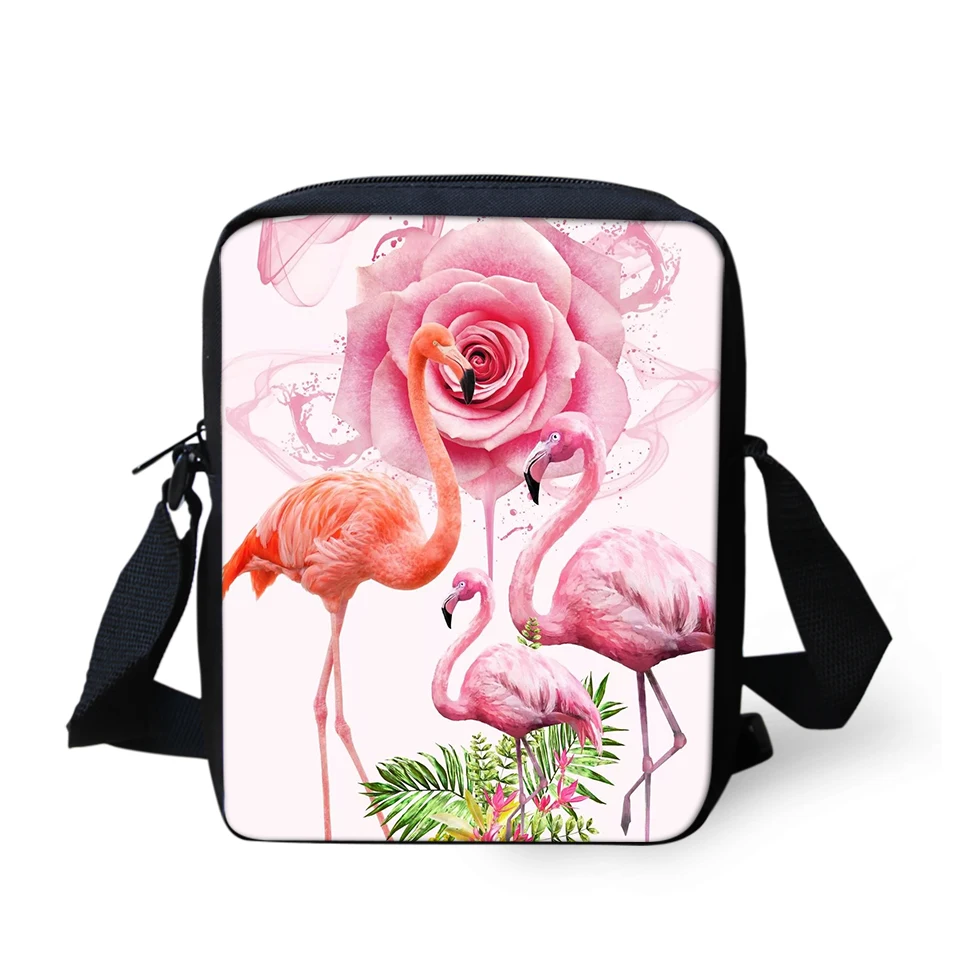 

HaoYun Fashion Women's Messenger Bags Arts Flamingos Painting Kids Shoulder Bags Kawaii Animal Pattern Girls Mini Flaps Bags