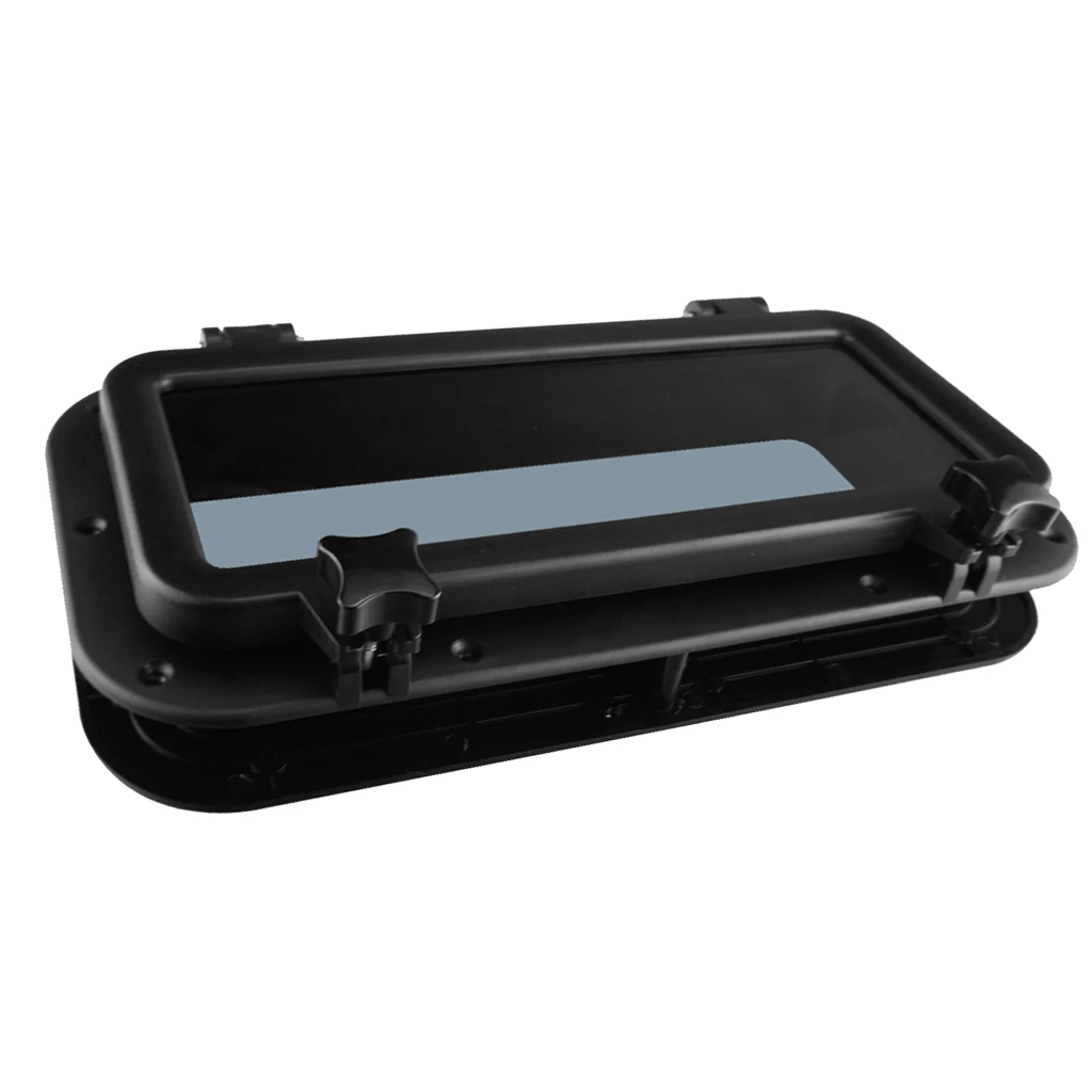 Rectangular Porthole Window with ABS Plastic & Tempered Glass for Boat, Yacht, Marine (Black)