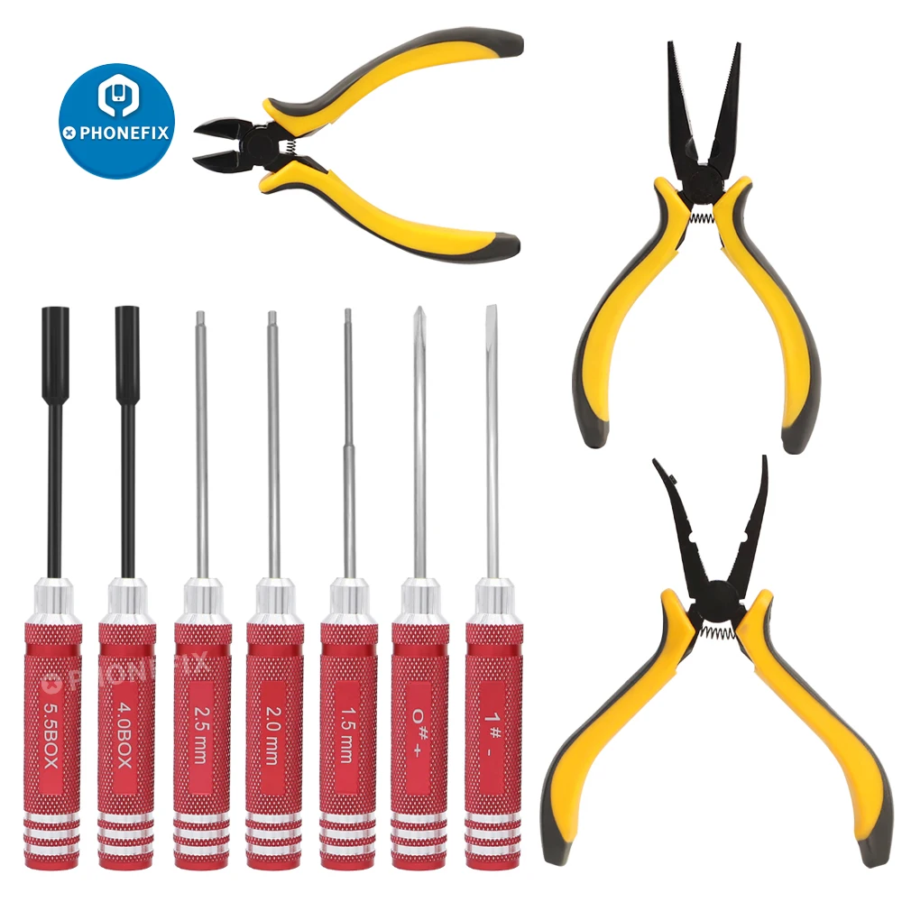 RC 10 in 1 Tool Kit Screwdriver Pliers Multi-functional Set for Helicopter Car 