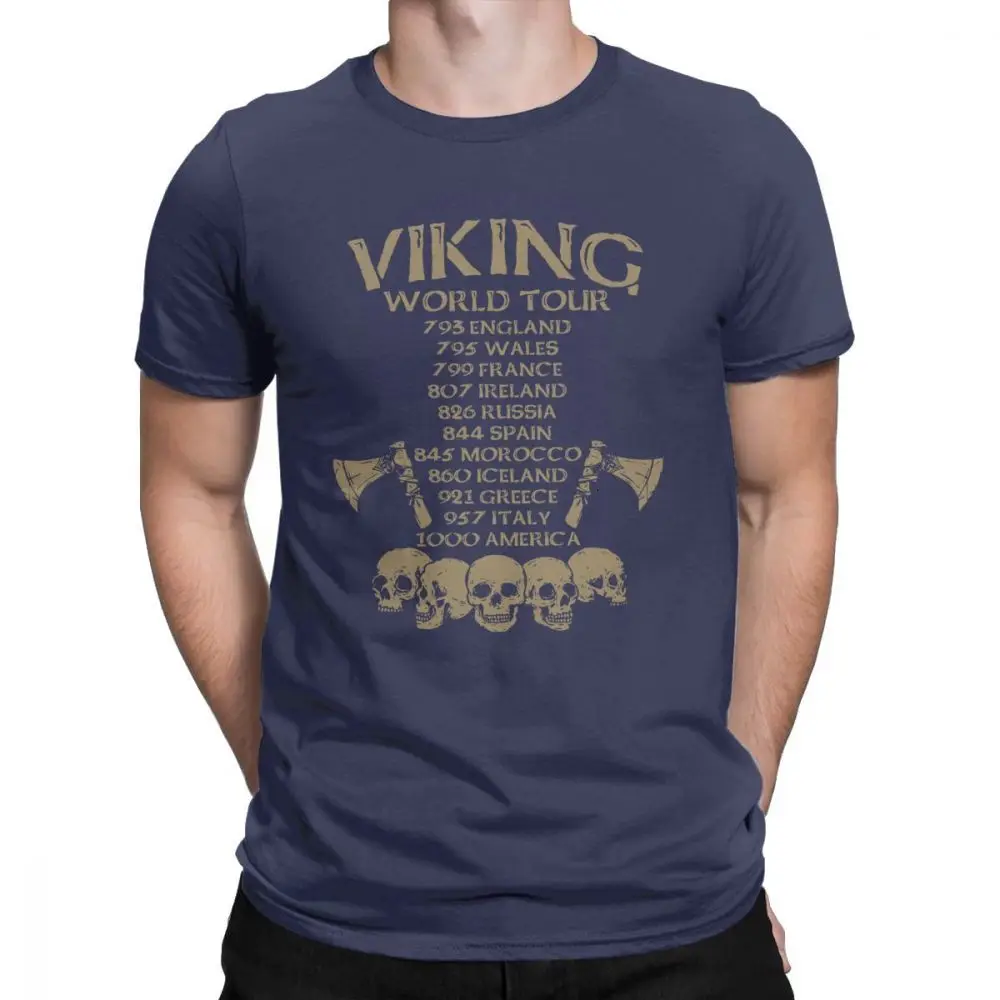 NavyBlue Midnite Star Viking North, мужские футболки с топором, скандинавские воины, мужские футболки из хлопка, сумасшедшая футболка с круглым вырезом, скандинавские футболки, одежда - Цвет: NavyBlue