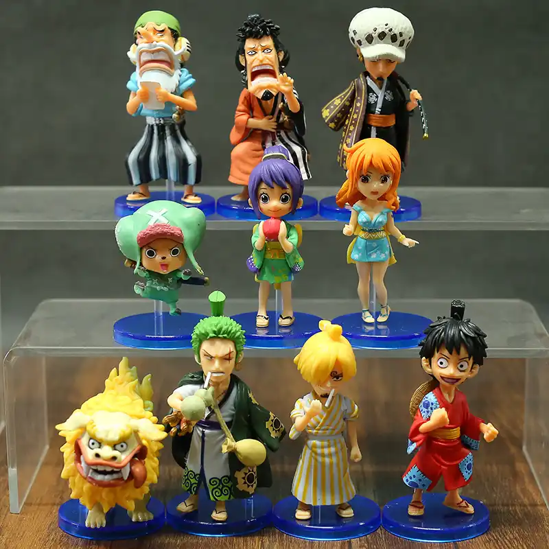 10ピース セットワンピースルフィゾロサンナミ法チョッパーkinemon Otama Wano国版pvcフィギュアのおもちゃ アクション トイ フィギュア Aliexpress