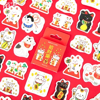 

45pcs Lucky Bless Cat Stationery Sticker Memo Stickers Pack DIY Posted It Kawaii Planner Scrapbooking School Supplies Escolar