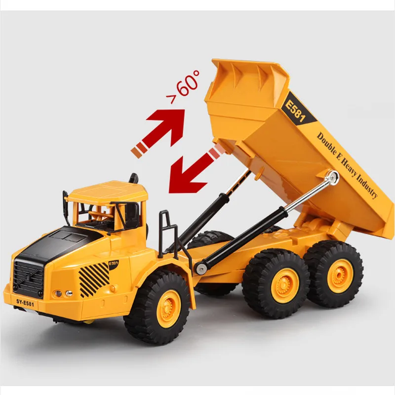 High Simulation RC Dump Truck 2.4G 6WD Remote Control Engineering Vehicle With Six Wheels Flash Light Can Up Down Auto Unloading 4