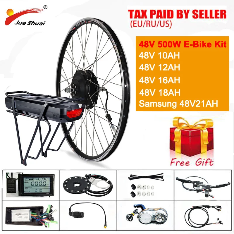 - 48V 500W Front Hub Motor Electric Bike Conversion Kit E bike Kit Road Bike 26 700C 28inch Gear Motor Ebike for Electric Bike