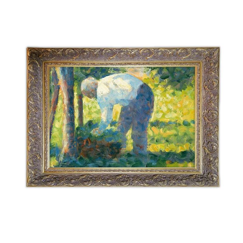 

Framed Georges Seurat the gardener framed wall art with Easy Assemble DIY Wood Frame