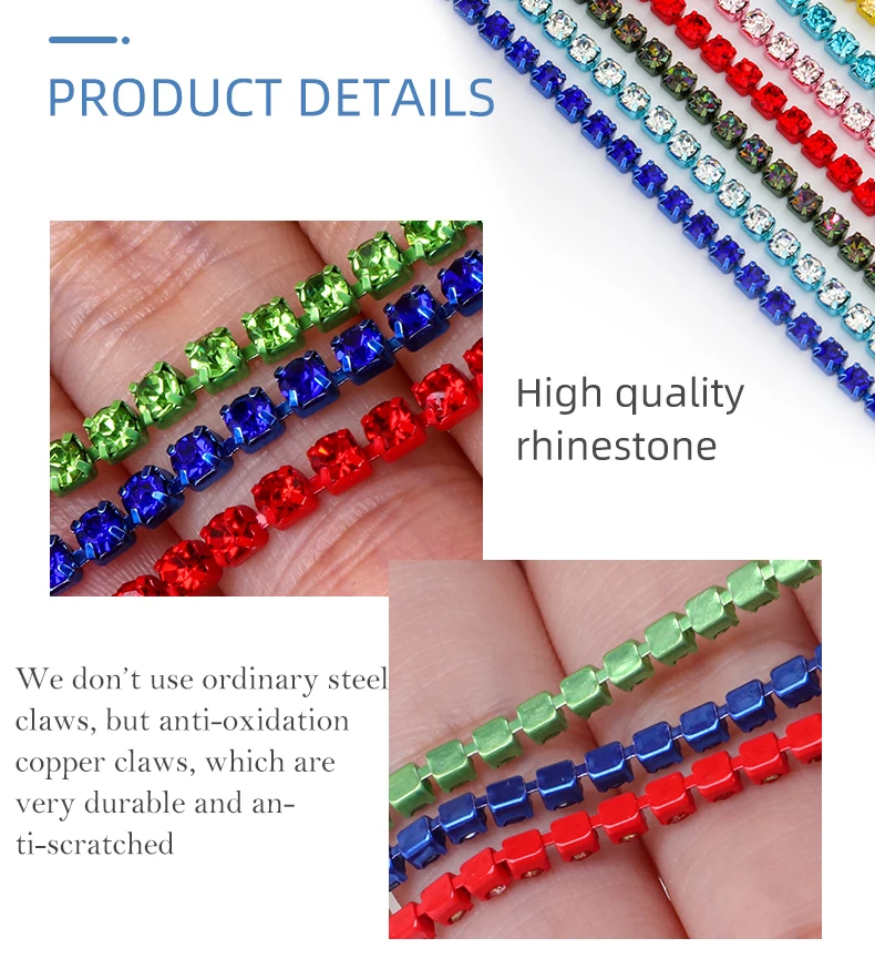 XiChuan 1 Yard 10 Colors Claw Rhinestone SS6 SS8 Crystal Tassel Diy Clothes Earring Accessories Beads Diamond Rhinestone Chain