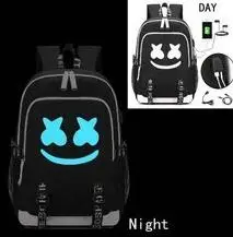 DJ Marshmallow рюкзак Многофункциональный USB зарядка для подростков мальчиков студенческих девочек школьные сумки Дорожная светящаяся сумка для ноутбука - Color: 5
