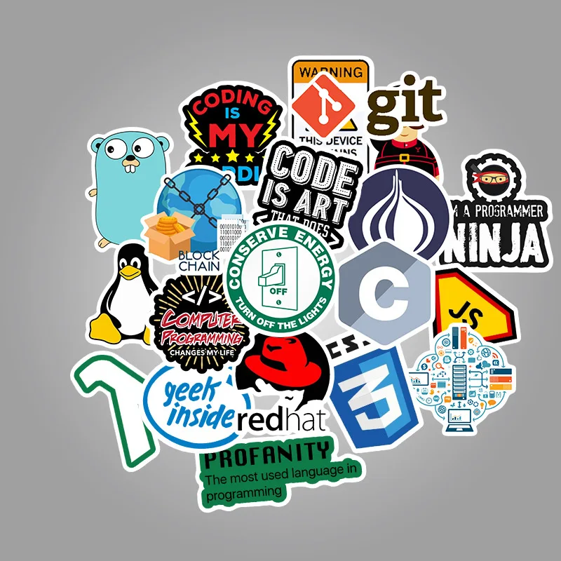 50 шт. наклейки для программирования Java JS php-docker Bitcoin html-приложение для облачных языков водонепроницаемые наклейки для Стикеры для автомобиля ноутбука