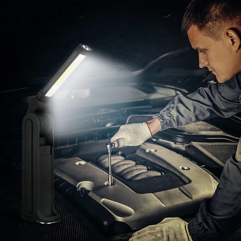 Портативный светильник-вспышка, магнитный COB фонарь, аккумулятор, встроенный USB Перезаряжаемый светодиодный светильник для ремонта автомобиля, осмотра, кемпинга