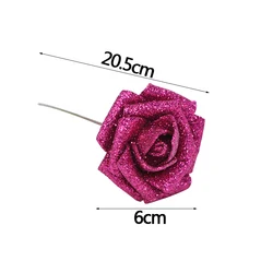 Gold and Silver Glitter Foam Rose Flowers for Decorative Arrangements - Pack of 5/10/20pcs (6cm rose red)