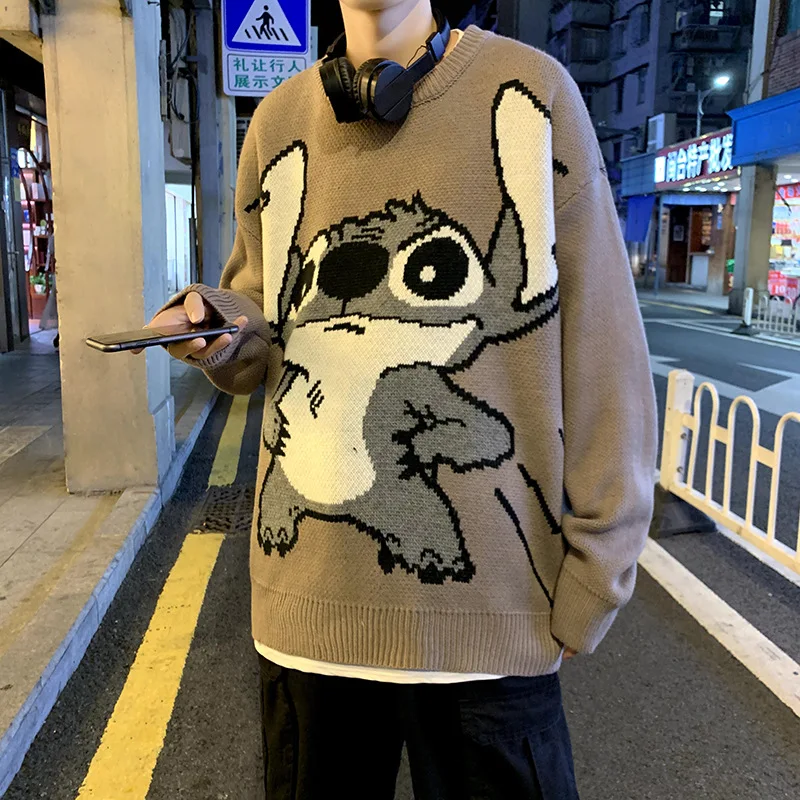 

Jumper Sweater Men Winter Warm Stitch Pullover Harajuku Anime Sweat Tops Christmas 2020 Aesthetic Green Gothic Clothes Hipster