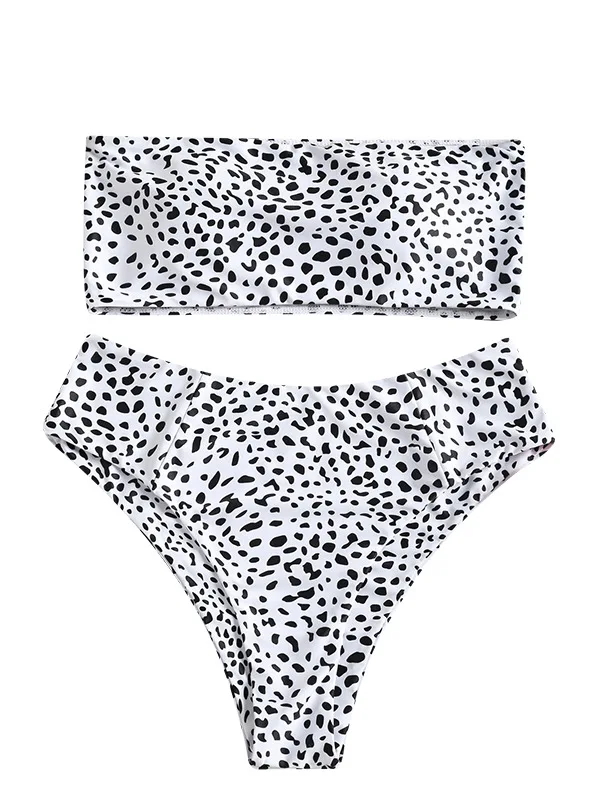 

Big Size 2020 Bikini Bottom Swimsuit 2 Pieces Swimming Suit Young Ladies Split Plus Size Dot Bathing Suit Strapless Swimsuit