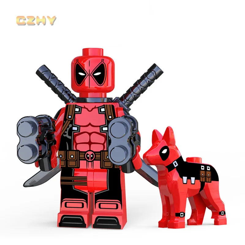 

Red Color Deadpool with Dog LEGOEINGLYS MINIFIGURED DC Figures Building Blocks Super Heroes Bricks Models Kids Gifts XP226