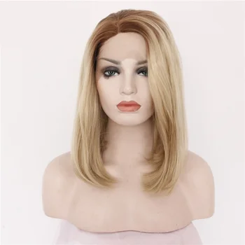 

1pc Shoulder Length Gradient Wig Cap Rose Net Wig Synthetic Hair Wig for Women Cosplay Party Halloween Costume