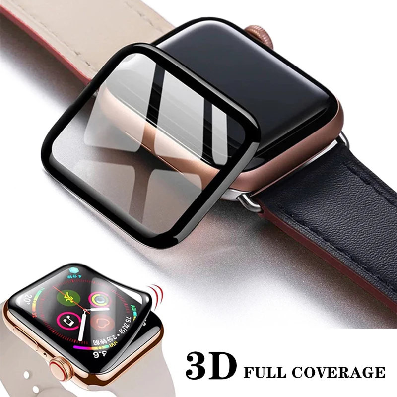 Protector de pantalla completa 3D para Apple Watch, Protector de pantalla completa resistente al agua para Apple Watch 6 SE 5 4 40mm 44mm, cristal suave no templado para iwatch Series 3 2 1 38mm 42mm