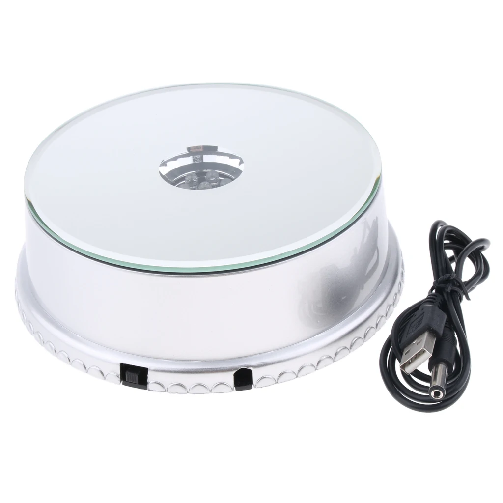 Stable Tempered Glass Mirrored Display Base ABS Electric Rotating Turntable