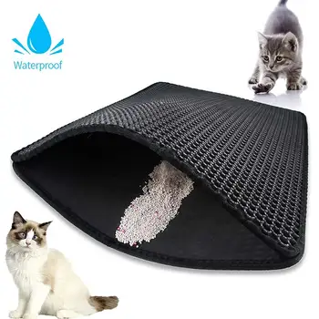 

Pet Litter Catcher Mat Waterproof EVA Double Layer Cat Litter Trapping Pet Litter Cat Mat Clean Bottom Non-slip коврик для кота