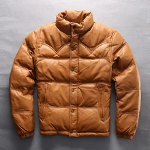 AVIREXFLY, мужская куртка из козьей кожи на молнии, теплый пуховик, мужская куртка из натуральной кожи, пуховик, зимние пальто, M-4XL