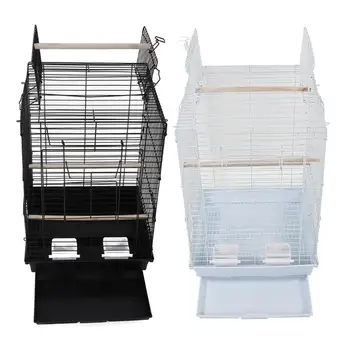 

House White Black 23" Bird Cage Pet Supplies Metal Cage With Open Play Top