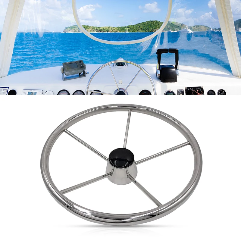 13 1/2'' Boat Steering Wheel 304 Stainless Steel 5 Spoke Heavy Duty