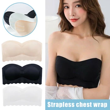 

Ice Silky Air Bra Strapless Non-slip Underwear Push Up Wirefree Bra Tube Tops K2