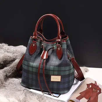 

Luxury Brand Handbags for Women Plaid Pattern Vintage Shoulder Bag Fashion Bucket Versatile Messenger Bags Genuine Leather Gg Cc