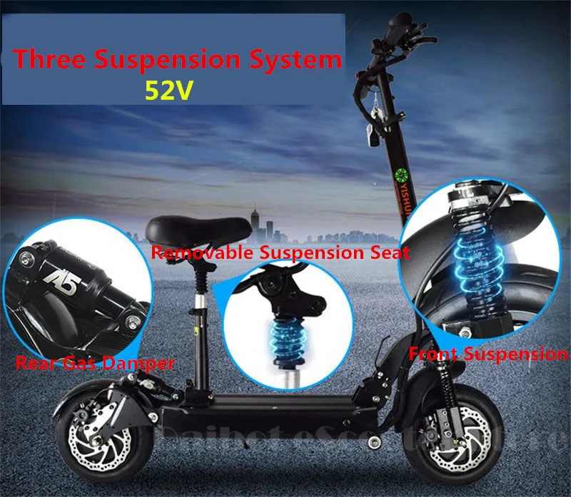 52V Double Drive COOL model 2000W motor powerful electric scooter electic bicycle bike skateboard with seat (2) - 