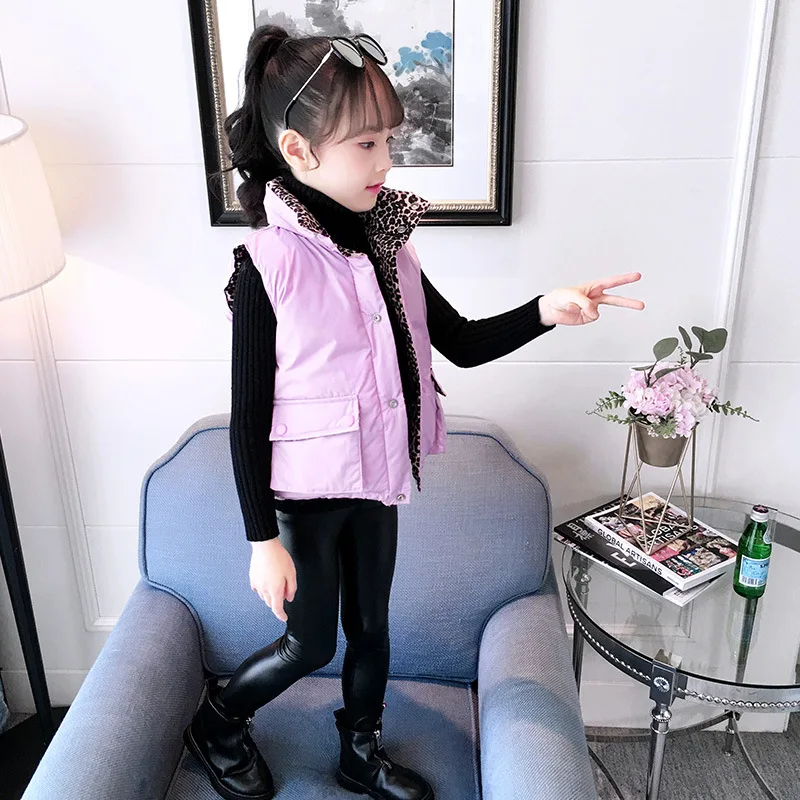 Г. Зимний стильный жилет для девочек; зимний хлопковый жилет в Корейском стиле; двухслойная одежда; детская плотная теплая одежда